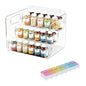 3-Tier Vitamin Storage Organizer with 7-Day Pill Box, Holder for Vitamin Bottles & Medicine Bottle,Supplement Rack for Cabinet Countertop Bathroom Kitchen Pantry, Includes Weekly Pill Organizer