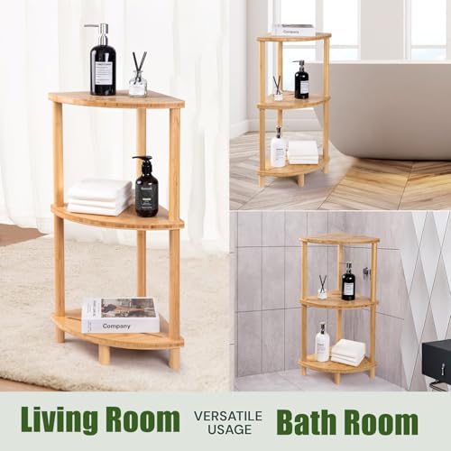 Corner Shower Caddy Stand, Bamboo Shower Organizer Standing with Anti-Slip Feet, Bathroom Corner Shelf,Waterproof & Durable, Space-Saving Design Storage for Kitchen or Living Room - style: Shower caddy-022