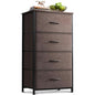 AODK Small Dresser for Bedroom with 4 Storage Drawers, Brown | Dressers Chest of Drawers Fabric Dresser with Sturdy Steel Frame, Dressers for Closet with Wood Top - color: Brown