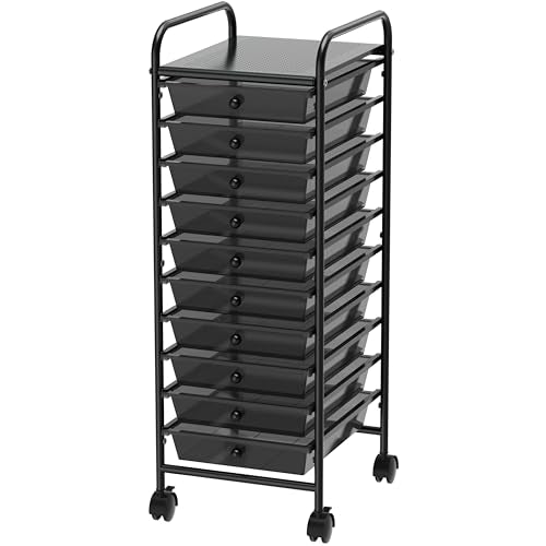 Simple Houseware Utility Cart with 10 Drawers Rolling Storage Art Craft Organizer, Black - color: Black, size: 10 Drawers