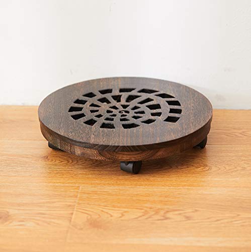 Wood Plant Caddy, Heavy Duty Rolling Planter Dolly With Rotating Casters, Movable Flower Pot Stand, Round Plant Stand With Lockable Wheels, Heavy Objects Hauling (12 Inch) - size: 12 Inch