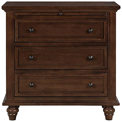 Modern Storage Wood Cabinet with 3-Drawer, Sofa Table Console Table End Table with Pull Out Tray, Accent Table Furniture for Entryway Living Room Bedroom, Fully Assembly Bedside Table (Brown) - color: Brown