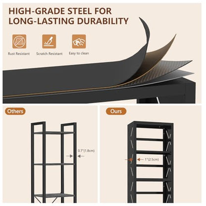 Polup Metal Bookcase, Small Bookshelf with Adjustable Shelves, Narrow Black Book Shelf, 3 Tier Bookshelf for Living Room, Home Office - color: Black, size: 3 Tier-16" W