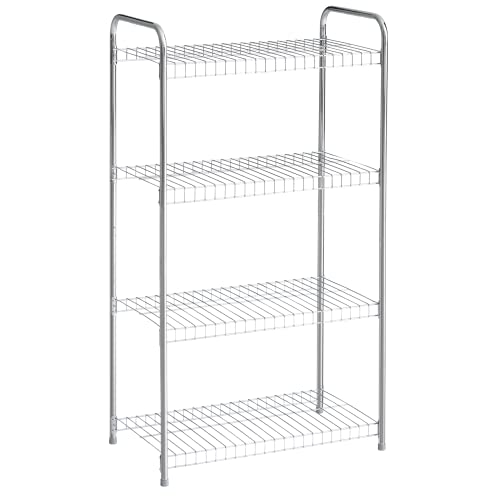 Rubbermaid 4-Tier Heavy Duty Wire Shelf, Satin Nickel, Easy Assemble with Hardware Included, for Food/Laundry/Closet Home Storage Use - style: Storage Shelf