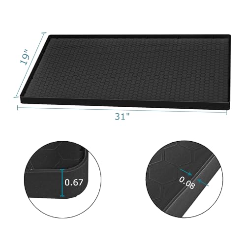 Under Sink Mat 31 x 19, Silicone Under Sink Liner for Kitchen Waterproof Bathroom Cabinet Mat, Black - color: Black, size: 19"W x 31"L