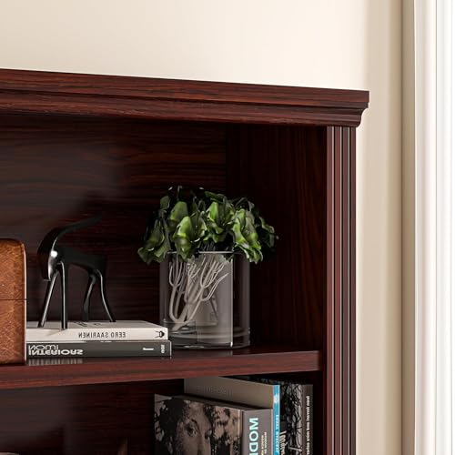 5- Shelf Bookcase, Wood Book Shelf with Bookshelves | Zhiseek Tall Bookshelf, 30.7"W x 12.8"D x 68.4"H, Cherry, Living Room, Library, Office - color: Cherry, size: 5-Tier