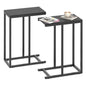 Giantex C Shaped End Table, Small Side Table for Sofa, Couch Table that Slide Under with Metal Frame, Industrial TV Tray Table for Small Spaces, C Table for Living Room Bedroom (2, Black) - color: Black
