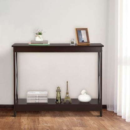 Nouva 2-Tier Narrow Console Sofa Side Table Wall Table for Hallway Foyer Table Sofa Tables Long Accent Table for Living Room,Espresso - color: Espresso