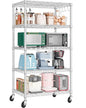 PrimeZone 75" H Wire Shelving 5 Tier Slim Steel Storage Metal Shelves with Wheels,Adjustable Kitchen Utility Shelving Unit,Pantry Rack Rolling Metal Shelf Chrome 24" Wx18 Dx75 H - size: 24" W x 18" D x 75" H