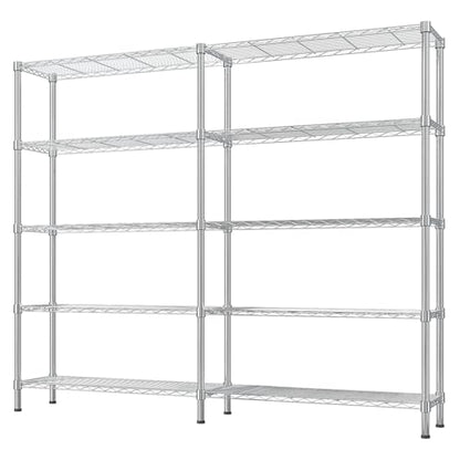 5-Tier Shelf, Adjustable Wire Metal Rack Shelving, Heavy Duty Standing Storage Shelves, Garage, Kitchen, Office, Bathroom, Shelfs Easy Assembly, 58" W x 14" D x 71" H, Chrome - color: Chrome, size: 5-tier 57.87"W x 13.78"D x 70.87"H