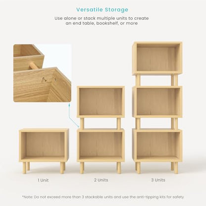 Home Zone Living 3-Pack Stackable Storage Cube End Table, Open Cabinet Design, Bookshelf Option for Living Room or Office - color: Open | 3-pack