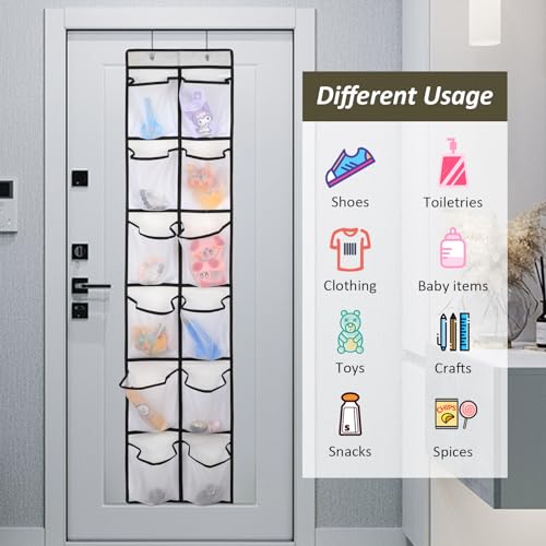 GOMAJI 2PK 12 Large Pockets Over Door Hanging Shoe Organizer - color: White