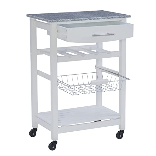 Linon Kitchen Island, White, 22.88 x 15.75 x 33.88 - color: White and Granite, style: Whitney
