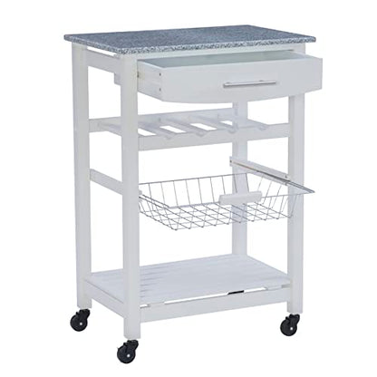 Linon Kitchen Island, White, 22.88 x 15.75 x 33.88 - color: White and Granite, style: Whitney