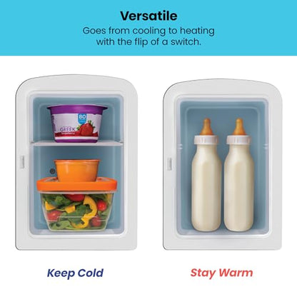 Chefman - Iceman Portable Mirrored Personal Fridge 4L Mini Refrigerator, Skin Care, Makeup Storage, Beauty, Serums & Face Masks, Small For Desktop Or Travel, Cool & Heat, Cosmetic Application, White