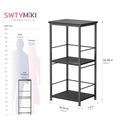 SWTYMIKI Coffee Bar Cabinet for Home - 3-Tier Sturdy Farmhouse Coffee Stand Station Multi-Purpose Buffet Sideboard - Kitchen Bar Table for Living Room, Corner, Small Space, Black - size: 16.54x11.81in, style: Espresso