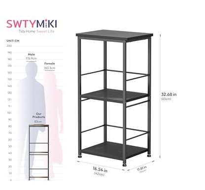 SWTYMIKI Coffee Bar Cabinet for Home - 3-Tier Sturdy Farmhouse Coffee Stand Station Multi-Purpose Buffet Sideboard - Kitchen Bar Table for Living Room, Corner, Small Space, Black - size: 16.54x11.81in, style: Espresso