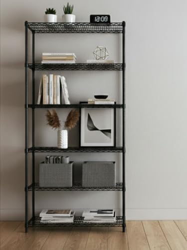 Black 5-Tier Metal Adjustable Freestanding Garage Storage Wire Shelving Unit (36 in. W x 72 in. H x 14in. D) - size: Black-5Tiers-36x14x72"