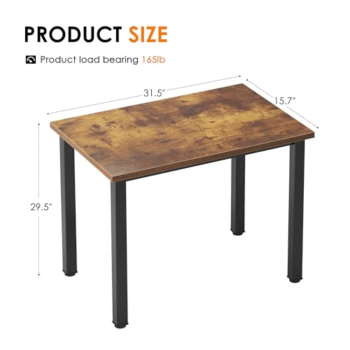 Need Small Computer Desk, 31.5 Inch Sturdy Writing Table, Rustic Brown | Black Metal Frame, Dorms & Bedrooms, Teens Study Table, Home Office, Adjustable Feet, Water-Resistant, Easy Assembly - color: Rustic Brown, size: 31.5 inches