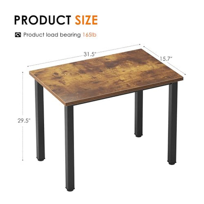 Need Small Computer Desk, 31.5 Inch Sturdy Writing Table, Rustic Brown | Black Metal Frame, Dorms & Bedrooms, Teens Study Table, Home Office, Adjustable Feet, Water-Resistant, Easy Assembly - color: Rustic Brown, size: 31.5 inches