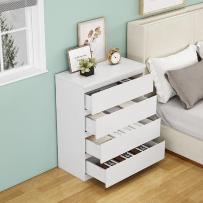 Nightstand with Drawers, Bedside Table with Drawers, Sofa Side Table Storage Cabinet, Night Stand for Bedroom Living Room (1, 4 Drawers White, 31.5" W×15.7" D×38.1" H) - color: 4 Drawers White, 31.5"w