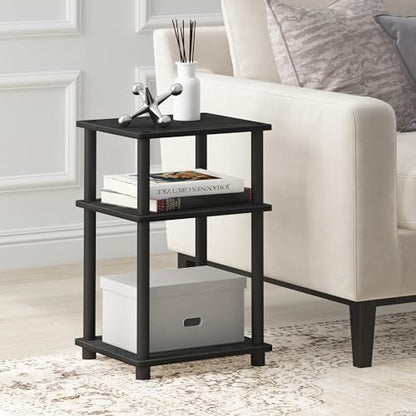 Furinno JUST Side Table, 3-Tier End Table, Open Shelves Night Stand, Bedside Table, Toolless Assembly, for Living Room, Bedroom, Bathroom, Americano - color: Americano/Black, size: 1-Pack, Plastic Poles, style: 1-Pack
