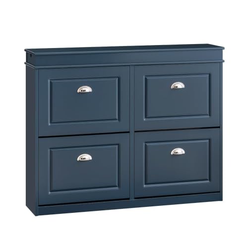 Haotian Shoe Cabinet with 4 Flip Drawers, Large Freestanding Shoe Rack, Modern Shoe Organizer for Entryway, Hallway, Entance Navy FSR79-B - color: Navy, size: 4 Drawers (L)