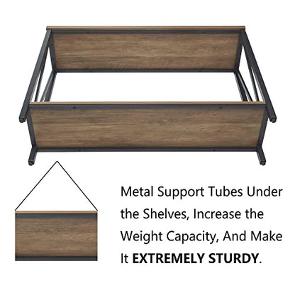 FOLUBAN Rustic Sofa Console Table, 2-Tier Industrial Entryway Hallway Table for Living Room, Oak - color: Oak