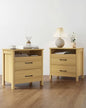 Farmhouse Nightstand Set of 2, Rustic Nightstand with 2 Drawers, Wood End Table with Open Shelf, Side Table for Bedroom, Natural - color: Natural, size: 2 Pieces