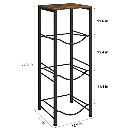 5 Gallon Water Jug Holder 3-Tiers Water Dispenser Stand Rack, Water Bottle Organizer with Storage Shelves for Kitchen Living Room Office, Rustic Brown - style: Square Tube Brown