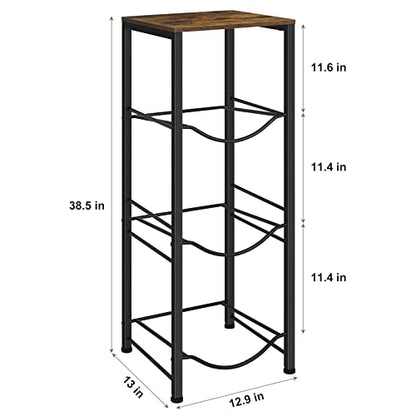 5 Gallon Water Jug Holder 3-Tiers Water Dispenser Stand Rack, Water Bottle Organizer with Storage Shelves for Kitchen Living Room Office, Rustic Brown - style: Square Tube Brown