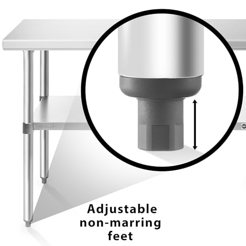 KUTLER Stainless Steel Table 24 x 48 Inches, NSF Heavy Duty Commercial Kitchen Prep and Work Table with Undershelf for Restaurant, Hotel, Home - size: 24" x 48"