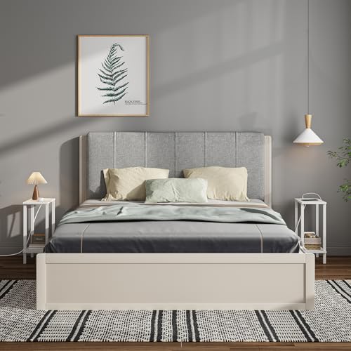 TUTOTAK Narrow Side Table Set of 2, Small End Table with Charging Station | 2-Tier Skinny Sofa Table, Slim Nightstand, Easy Assembly for Living Room, Bedroom, White TB01BW0602 - color: White, size: 2-tier