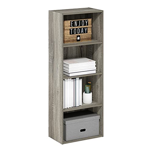 Furinno Luder Bookcase / Book / Storage, 4-Tier, French Oak - color: French Oak, size: 4-Tier, 9.3 x 15.6 x 41.7