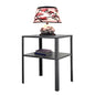 FixtureDisplays Black Metal 2-Tier Nightstand, Side Table, End Table, 14W x 11D x 17" H, Sturdy Riser 50 lbs Capacity