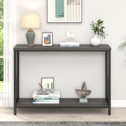 FOLUBAN Console Table for Entryway, Modern Sofa Table Behind Couch, Narrow Entry Table for Hallway, Living Room (Industrial, Dark Gray) - color: Dark Gray