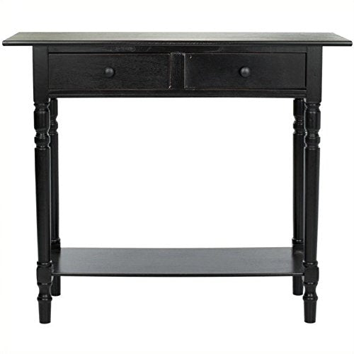 SAFAVIEH Home Collection – Rosemary Distressed Black Console Table with Drawers & Shelf, Classic Contemporary Storage Console, Turned Leg Design (AMH5705B) - color: Distressed Black