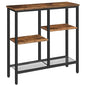 HOOBRO Narrow Console Table, Sofa Table, 4-Tier Industrial Entryway Table with Metal Mesh Shelf, Hallway Table with Adjustable Feet, for Entryway, Living Room, Hallway, Rustic Brown and Black BF79XG01 - color: Rustic Brown + Black