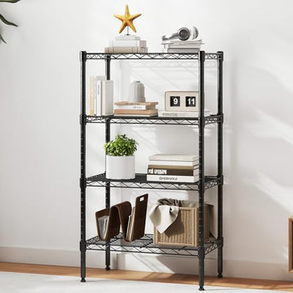 NEWBULIG 4-Tier Metal Wire Storage Shelves, Adjustable Heavy Duty Steel Shelving Unit, Freestanding Storage Rack Organizer for Kitchen, Pantry, Garage, Bathroom, 23.2" W x 13.4" D x 47.2" H, Black - size: 23.2" W x 13.4" D x 47.2" H