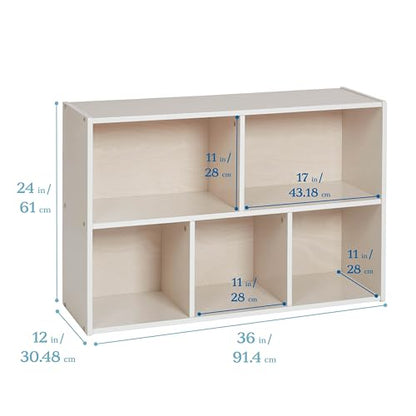 ECR4Kids Streamline 5-Compartment Storage Cabinet, 24in, Classroom Furniture, White Wash - color: White Wash