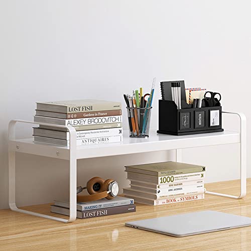 YGYQZ Desk Shelf Organizer, 1-Tier Desktop Bookshelf, White | Cute Minimalist Style, Modular Desktop Storage, Space-Saving Organization, Ideal for Office & Dorm - color: 1-tier White/White