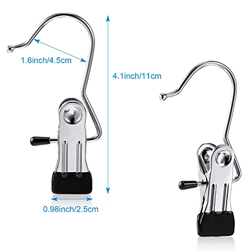 Hotop 48 Pieces Boot Hanger Clips for Closet, Laundry Hanging Hooks Heavy Duty Clips Boot Holder Portable Single Hooks Space Saving for Pants Jeans Clothes Hats Tall Towels (Silver) - color: Silver
