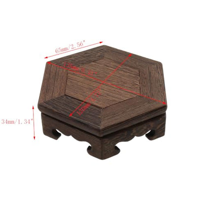Wooden Display Stand Base 5.31" x 5.31" Wood Carved Craft Pedestal | Traditional Wooden Base, Oriental Antique Display Riser, Hexagon Pedestal Stands for Vase, Teapot, Stone, Flower Pot - size: Hexagon, 5.31" x 5.31"