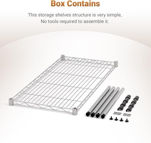 Simple Deluxe 1-Tier Shelving Unit, 29.92" W x 13.78" D x 14.96" H Steel Organizer Wire Rack, Chrome, 2 Pack - size: 1-Tier, 29.92"W x 13.78"D x 14.96"H, 2 Pack