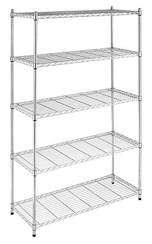 Whitmor 5 Tier Heavy Duty Shelving Unit, Metal Storage Shelves, 500 lbs Capacity per Shelf, Max 2500 lbs total, Easy Assembly Home Organizer for Pantry, Garage, Plant, 48"L x 18"W x 74"H - color: Sliver, size: 5 Tier, 48"L x 18"W x 74"H