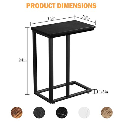 VECELO Universal C-Shaped Side Table, Multi-Functional Snack & TV Tray for Living Room, Bedroom, Black (1 Set) - color: Black, size: 1 Set
