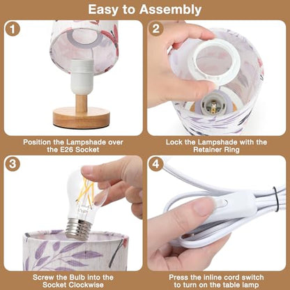 Fenmzee Butterfly Table Lamp for Bedroom - Inline Control, Small Bedside Lamp with 3000K A15 LED Blub, Easy Assembly (Butterfly Cream Shade, 9" Inline Control) - color: Butterfly Cream Shade