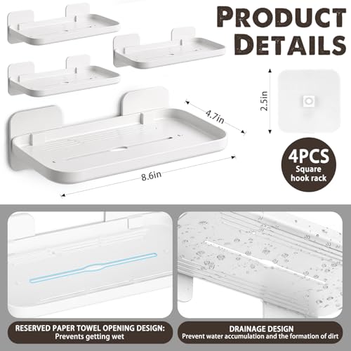 4 Pack Floating Shelves for Wall, Self Adhesive Small Shelf, No Drill Adhesive Wall Shelf, Floating Shelves Damage-Free Expand Walls Space for Living Room Kitchen Bathroom (White) - color: White