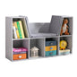 HOMCOM 6-Cubby Kids Bookcase with Reading Nook and Cushion, Multi-Purpose Storage Organizer for Bedroom, Living Room, Grey - color: Grey