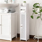 AOJEZOR Small Bathroom Storage Cabinet: No Drill Ultra-Narrow for Renters - color: White